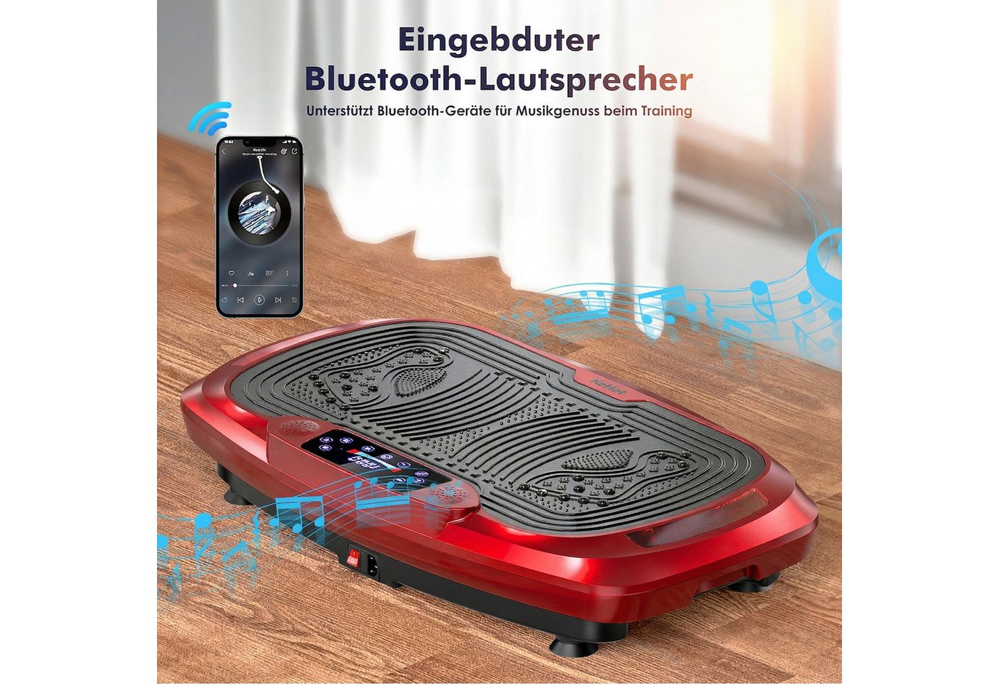 kehot Vibrationsplatte 4D Vibrationsplatte mit 3 Motoren–Profi Ganzkörpertraining für zuhause, 300 W, 120 Intensitätsstufen, (5 Programme, Bluetooth-Musik & Magnet-Massage, Einfache Bedienung), inkl. Trainingsbänder, Fernbedienung für effektives Heimtraining,200kg Bild 5