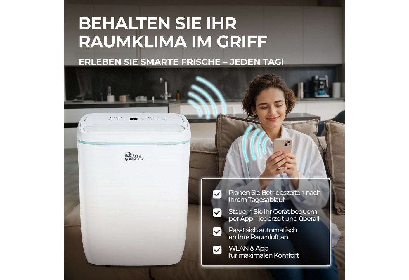 Kältebringer Luftentfeuchter, 12L/24h, bis 35m² (87m), LED Display, sehr leise & energiesparend Bild 2