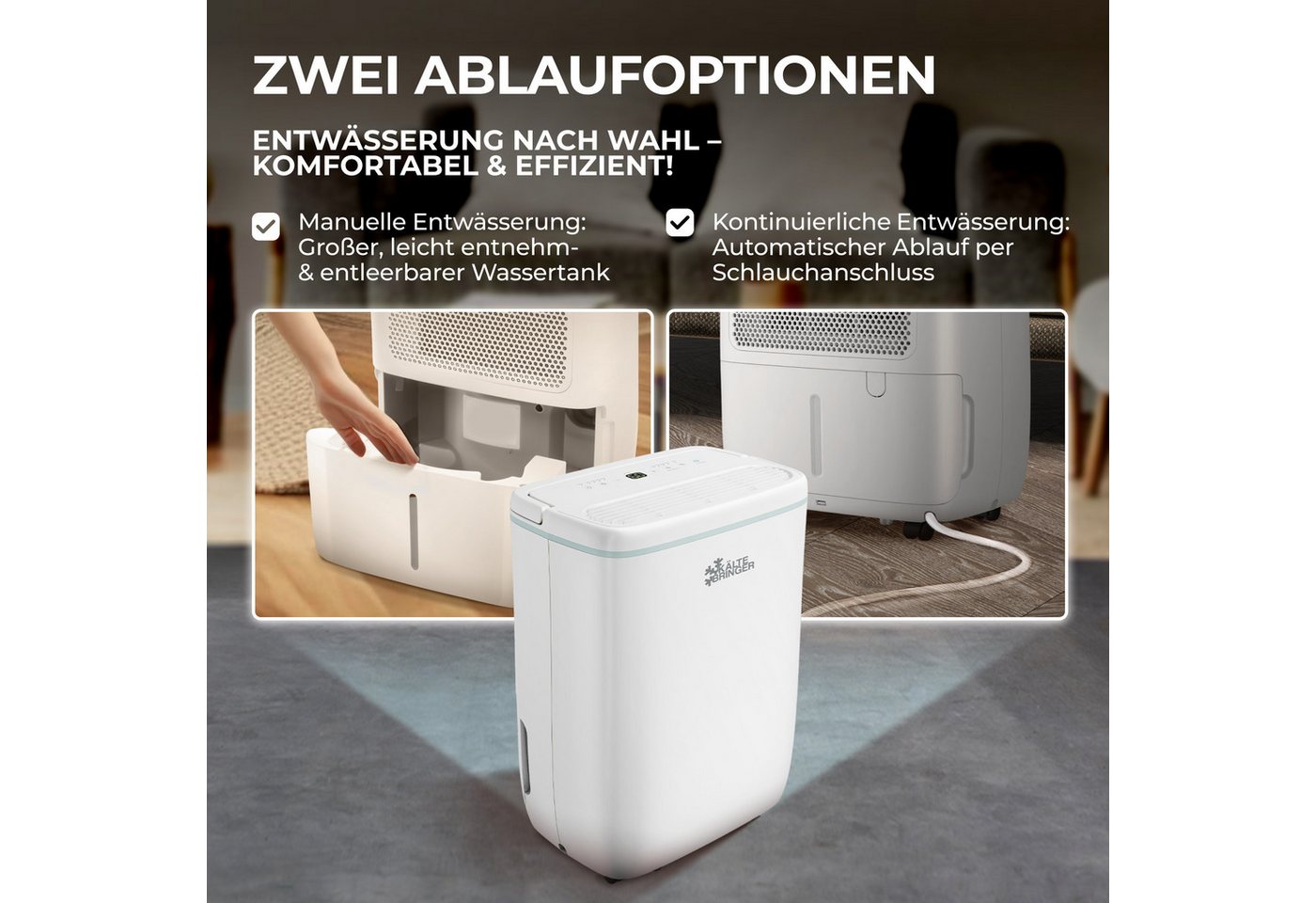 Kältebringer Luftentfeuchter, 12L/24h, bis 35m² (87m), LED Display, sehr leise & energiesparend Bild 4