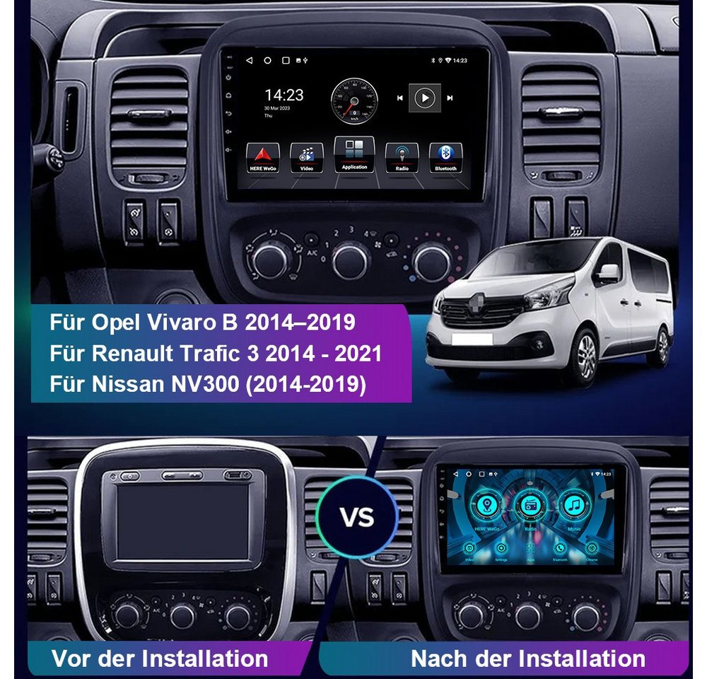 ESSGOO Für Opel Vivaro B 2014–2019/Nissan NV300/Renault Trafic/Fiat Talento Autoradio (RDS, Digitalradio (DAB), FM, AM, 6+128GB 8-Kern Apple Carplay Android Auto SWC EQ BT)
