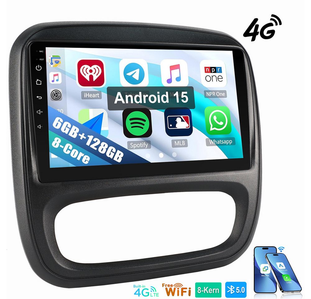 ESSGOO Für Opel Vivaro B 2014–2019/Nissan NV300/Renault Trafic/Fiat Talento Autoradio (RDS, Digitalradio (DAB), FM, AM, 6+128GB 8-Kern Apple Carplay Android Auto SWC EQ BT) Bild 4