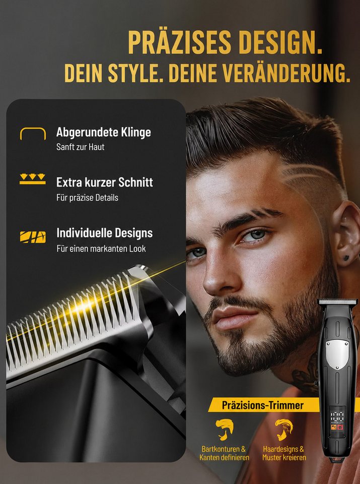 Luckice Haarschneider Profi Haarschneidemaschine & Barttrimmer Set, Kabellos, Leise, lange Akku.Präzisionstrimmer,Konturentrimmer für Seitenhaare, Bartschneider,Geschenkset für Herren,Vatertagsgeschenk Bild 4