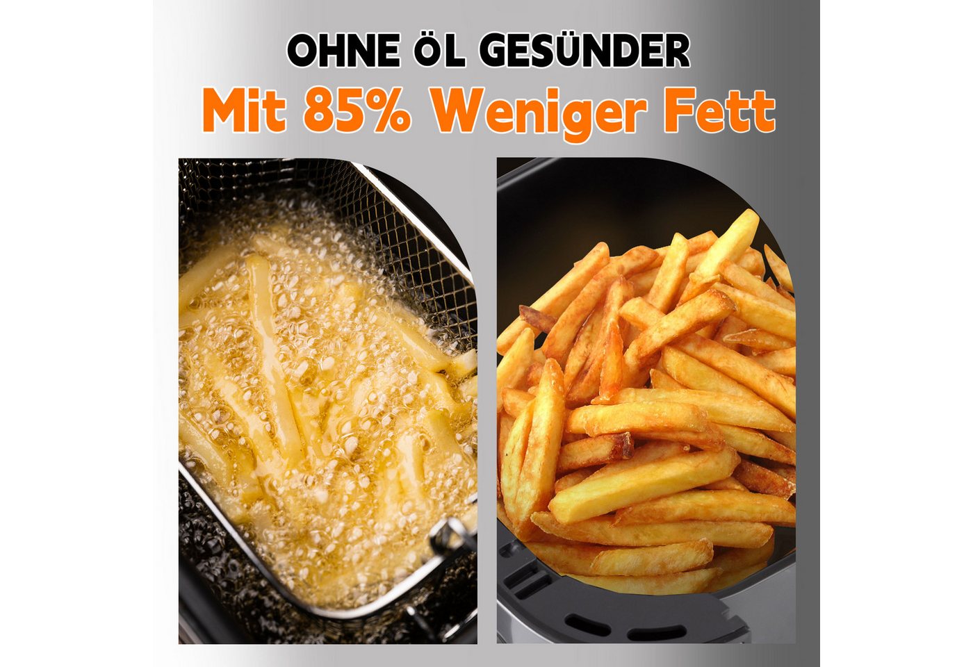 WHEELYOU Heißluftfritteuse 8.5 L Airfryer – 1800 W, Sichtfenster & LED-Display für fettarmes Kochen, 1800,00 W, Fettarmes Kochen, vielseitig & family‑geeignet – Knusprige Ergebnisse Bild 5