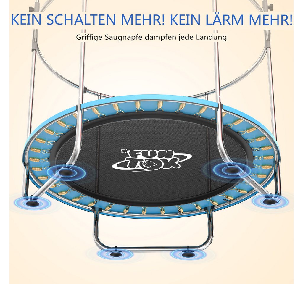 Insma Kindertrampolin Jumpingtrampolin Indoor Trampolin, Ø 140 cm, mit Sicherheitsnetz, Schaukel,Basketballkorb,Ring, Sandsack bis 200kg