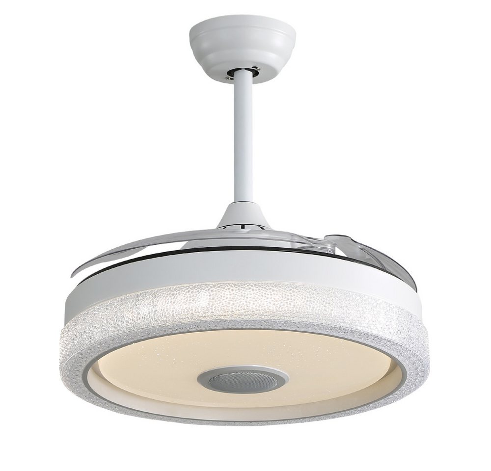 BBWL Deckenventilator Deckenventilator 42 Zoll mit LED RGB Licht, leiser DC-Motor, 3 ABS-Flügel, dimmbare 32W Beleuchtung mit Fernbedienung Weiß Bild 3