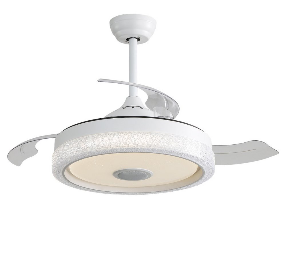 BBWL Deckenventilator Deckenventilator 42 Zoll mit LED RGB Licht, leiser DC-Motor, 3 ABS-Flügel, dimmbare 32W Beleuchtung mit Fernbedienung Weiß Bild 5