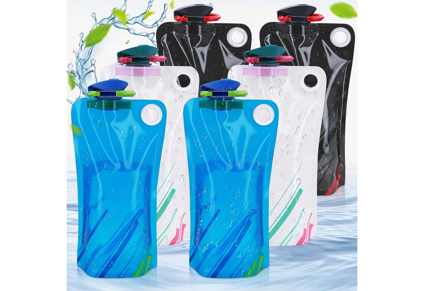 FELIXLEO Trinkflasche 1000ml 6 Stueck Faltbare Trinkflasche Wasserflasche Faltbar Reisen Bild 5