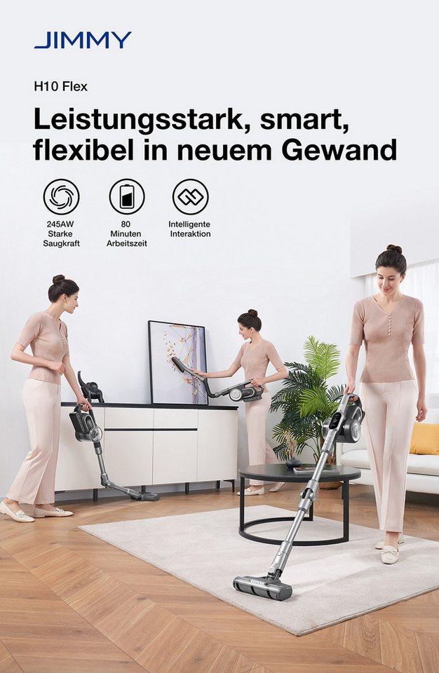 Jimmy Bodenstaubsauger H10 Flex Akku-Hand-und Stielstaubsauger Akku Staubsauger, 650 W, 245AW Saugkraft, 4 Reinigungsmodi, 0,6L Staubbehälter, 2500mAh Akku Bild 4