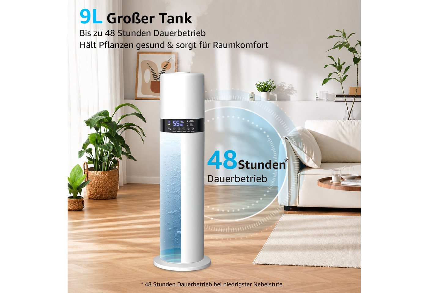 FATABETA Luftbefeuchter 9L Ultraschall Raumbefeuchter, mit Aroma-Diffusor, 9 l Wassertank, Bis 50m², Schlafmodus 32dB, Nachtlicht, Speicher, Timer, Fernbedienung Bild 3