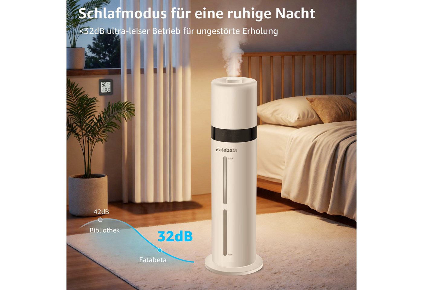 FATABETA Luftbefeuchter 9L Ultraschall Raumbefeuchter, mit Aroma-Diffusor, 9 l Wassertank, Bis 50m², Schlafmodus 32dB, Nachtlicht, Speicher, Timer, Fernbedienung Bild 5