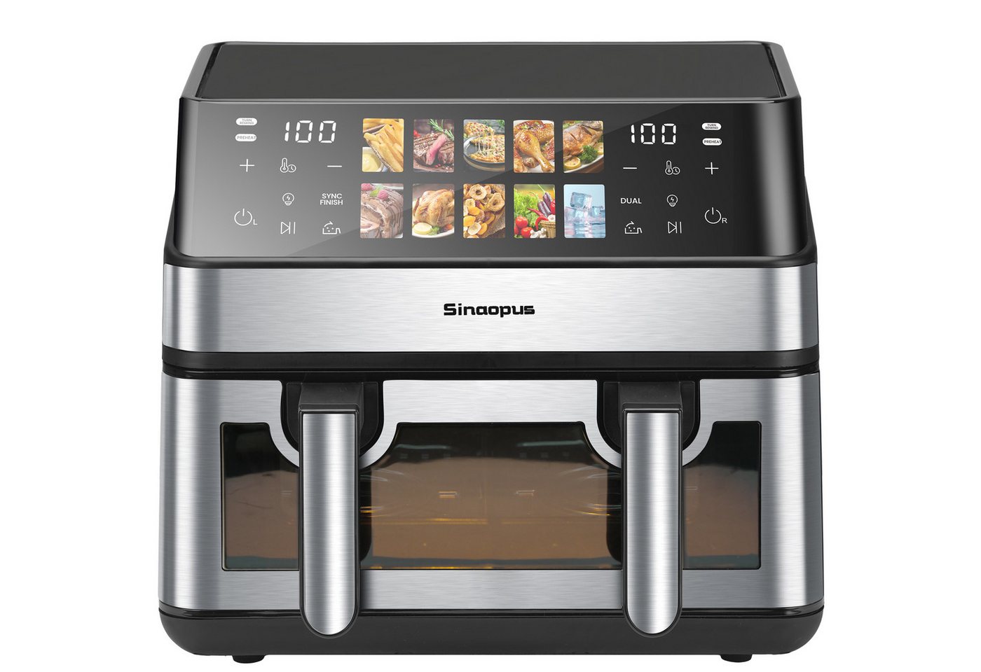 Vankel Heißluftfritteuse 9L, 2000W Dual Airfryer mit 2×4,5L Körben, Sichtfenster & 10 Programmen, 2000 W, Doppelkammer-Fritteuse mit 360° Heißluft, Touchscreen & Timer Bild 5