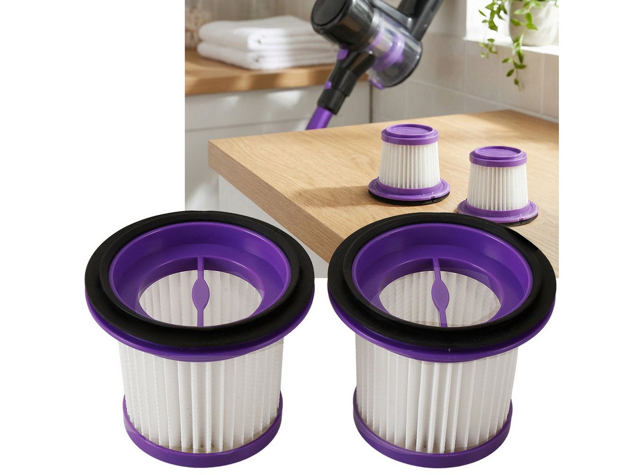 Casativo HEPA-Filter 2er-Set HEPA Ersatzfilter für Zyklon Staubsauger CH8303, Zubehör für CH8303, 2 St. HEPA-Filter waschbar für Zyklon-Handstaubsauger Modell CH8303 Bild 2