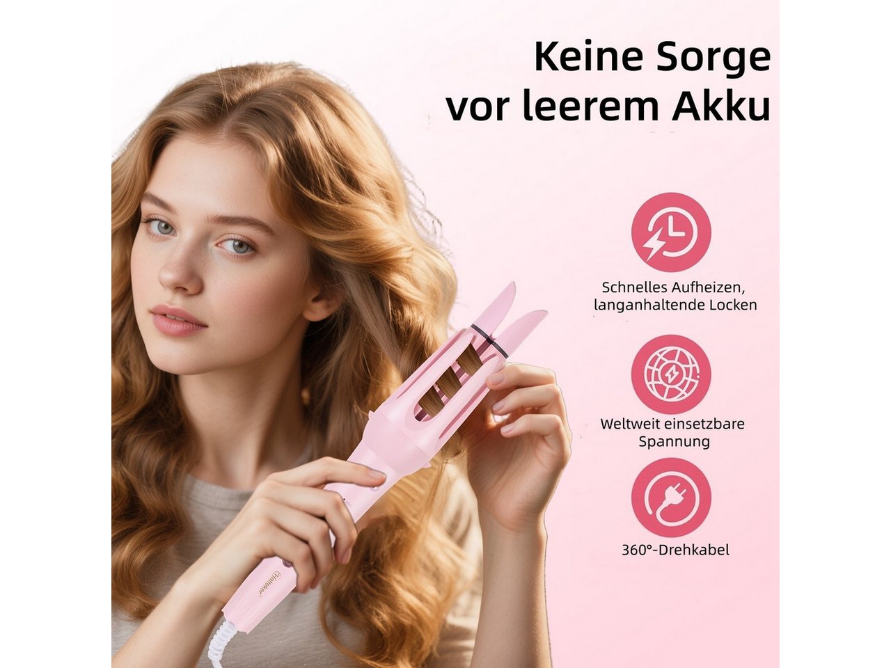 HATTEKER Lockenstab HT-139, 3-in-1 Multihaarstyler,32mm Lockenstab Automatisch, 36mm Lockenstab Große Locken,Haarglättungskamm,160 °C - 220 °C