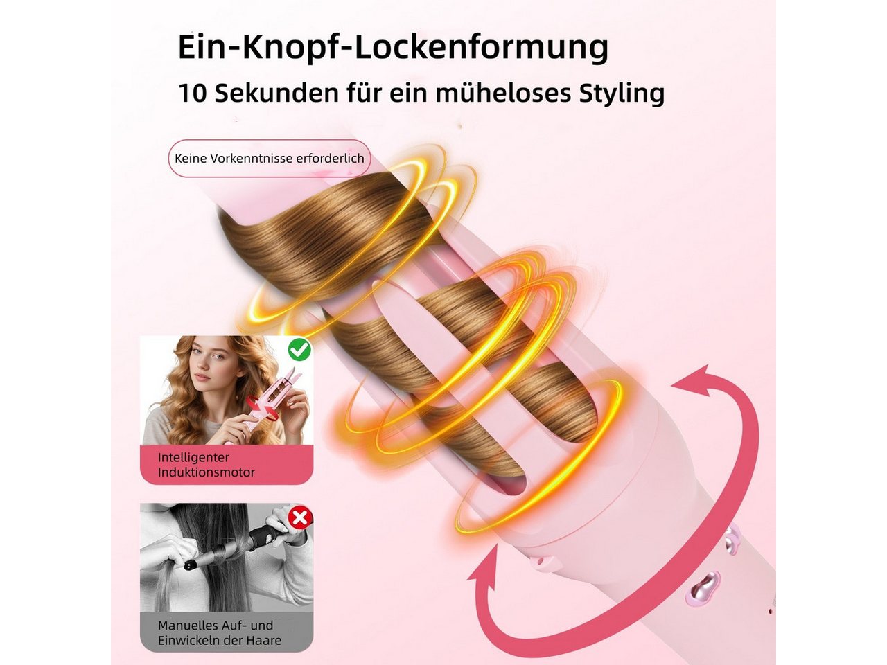 HATTEKER Lockenstab HT-139, 3-in-1 Multihaarstyler,32mm Lockenstab Automatisch, 36mm Lockenstab Große Locken,Haarglättungskamm,160 °C - 220 °C Bild 4