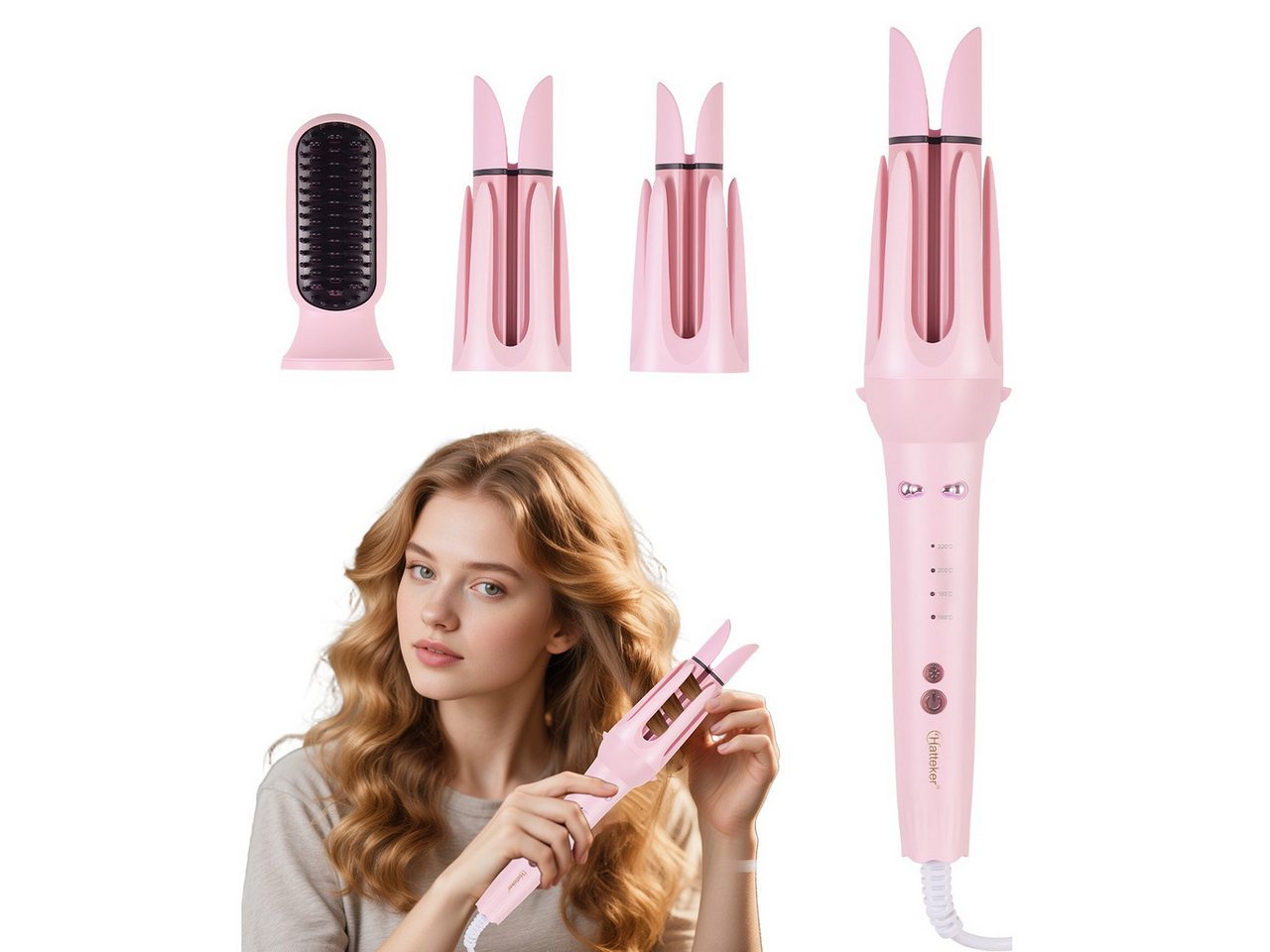 HATTEKER Lockenstab HT-139, 3-in-1 Multihaarstyler,32mm Lockenstab Automatisch, 36mm Lockenstab Große Locken,Haarglättungskamm,160 °C - 220 °C Bild 5