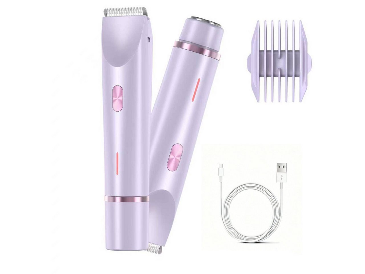 inschimmer Haarentferner-Set 2-in-1 Elektrischer Rasierer Damen Bikinitrimmer für Gesicht Körper