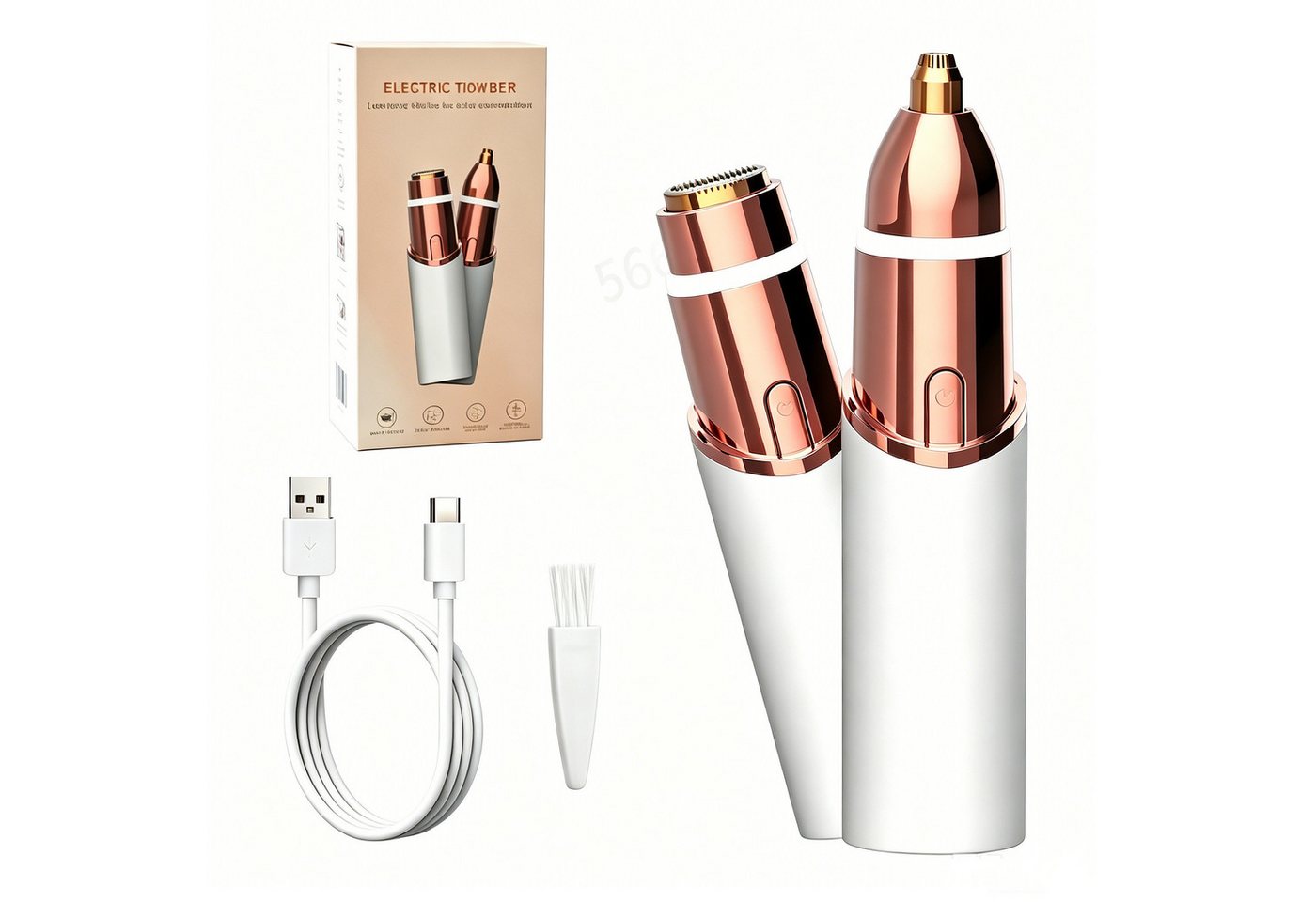 inschimmer Gesichtsepilierer Augenbrauen-Gesichtstrimmer 2 in 1 mit LED-Licht Wiederaufladbare