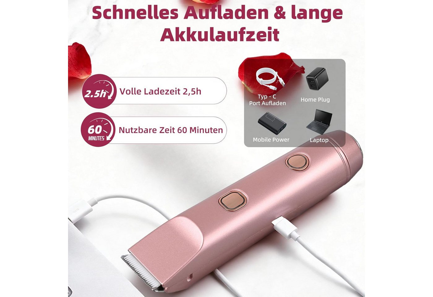 inschimmer Epilierer Rasierer Damen 2-in-1 Elektrischer Bikini Trimmer IPX7 Wasserdicht Bild 3