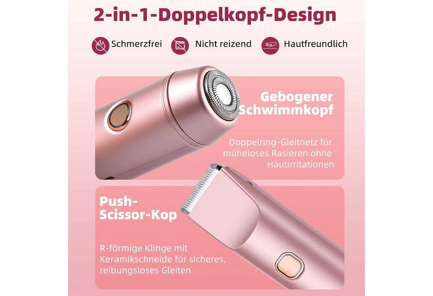 inschimmer Epilierer Rasierer Damen 2-in-1 Elektrischer Bikini Trimmer IPX7 Wasserdicht Bild 4