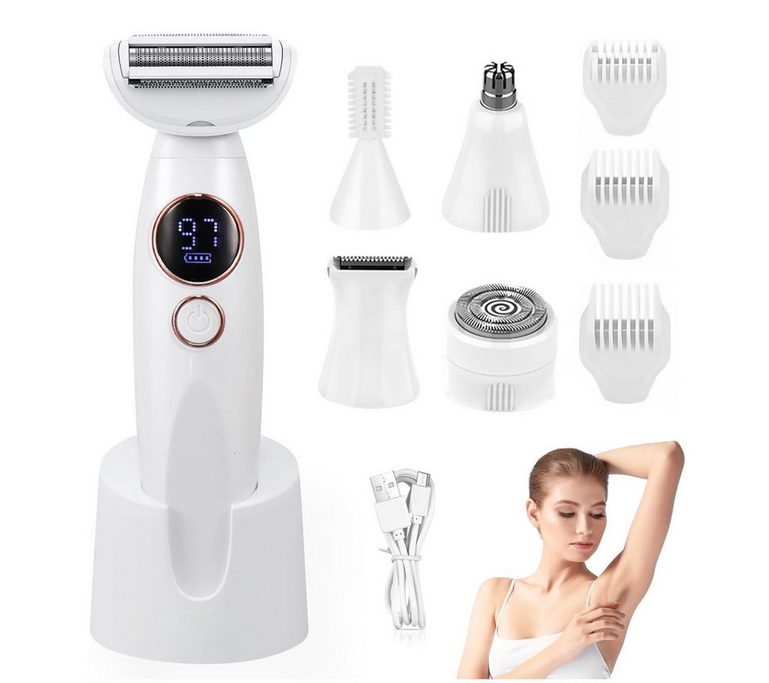 inschimmer Epilierer 5-in-1 Intimrasierer Rasierer Damen Elektrisch mit USB Ladestation, Damenrasierer für Intimbereich, Gesicht, Bikini & Körper Bild 3