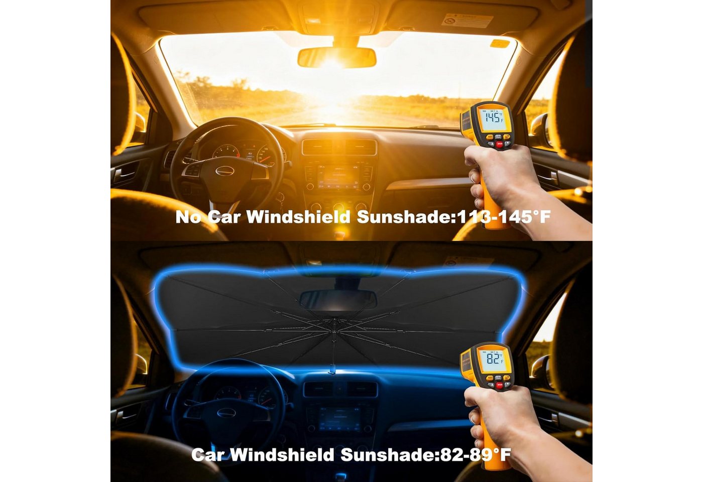 FELIXLEO Autosonnenschutz Auto Sonnenschutz Windschutzscheibe Regenschirm mit Ledertasche Bild 5