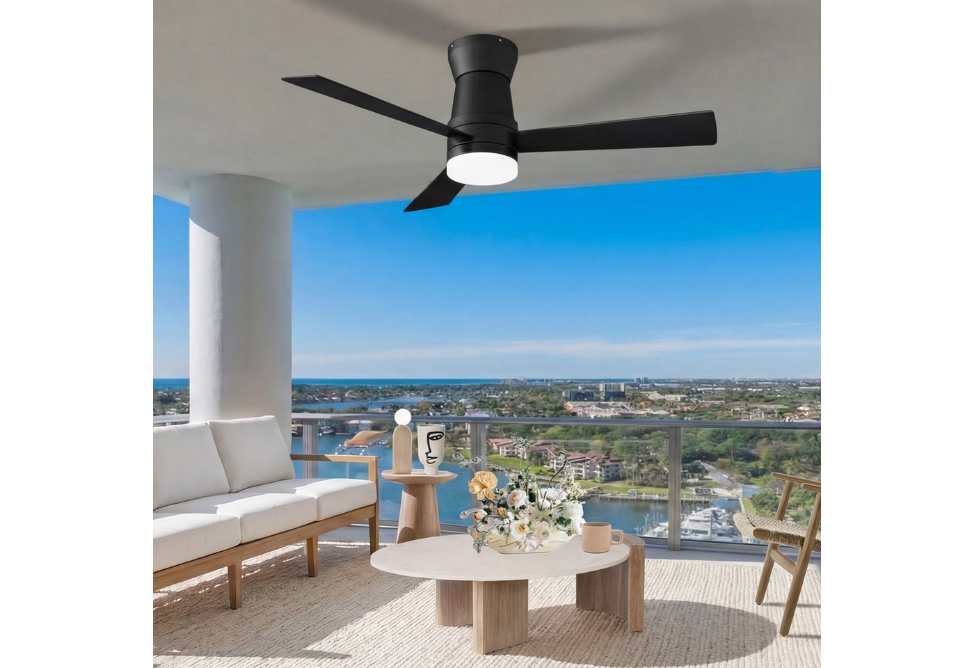 Furnishings Home Deckenventilator Ventilatorleuchte Deckenlampe mit Fernbedienung Leiser, 6 Stufen, 106 cm Durchmesser, DC Motor, Dimmbare LED, Sommer/Winterfunktion