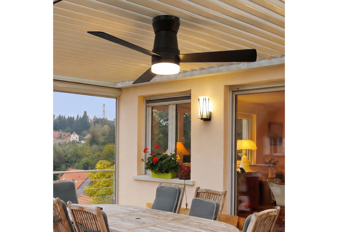 Furnishings Home Deckenventilator Ventilatorleuchte Deckenlampe mit Fernbedienung Leiser, 6 Stufen, 106 cm Durchmesser, DC Motor, Dimmbare LED, Sommer/Winterfunktion Bild 2