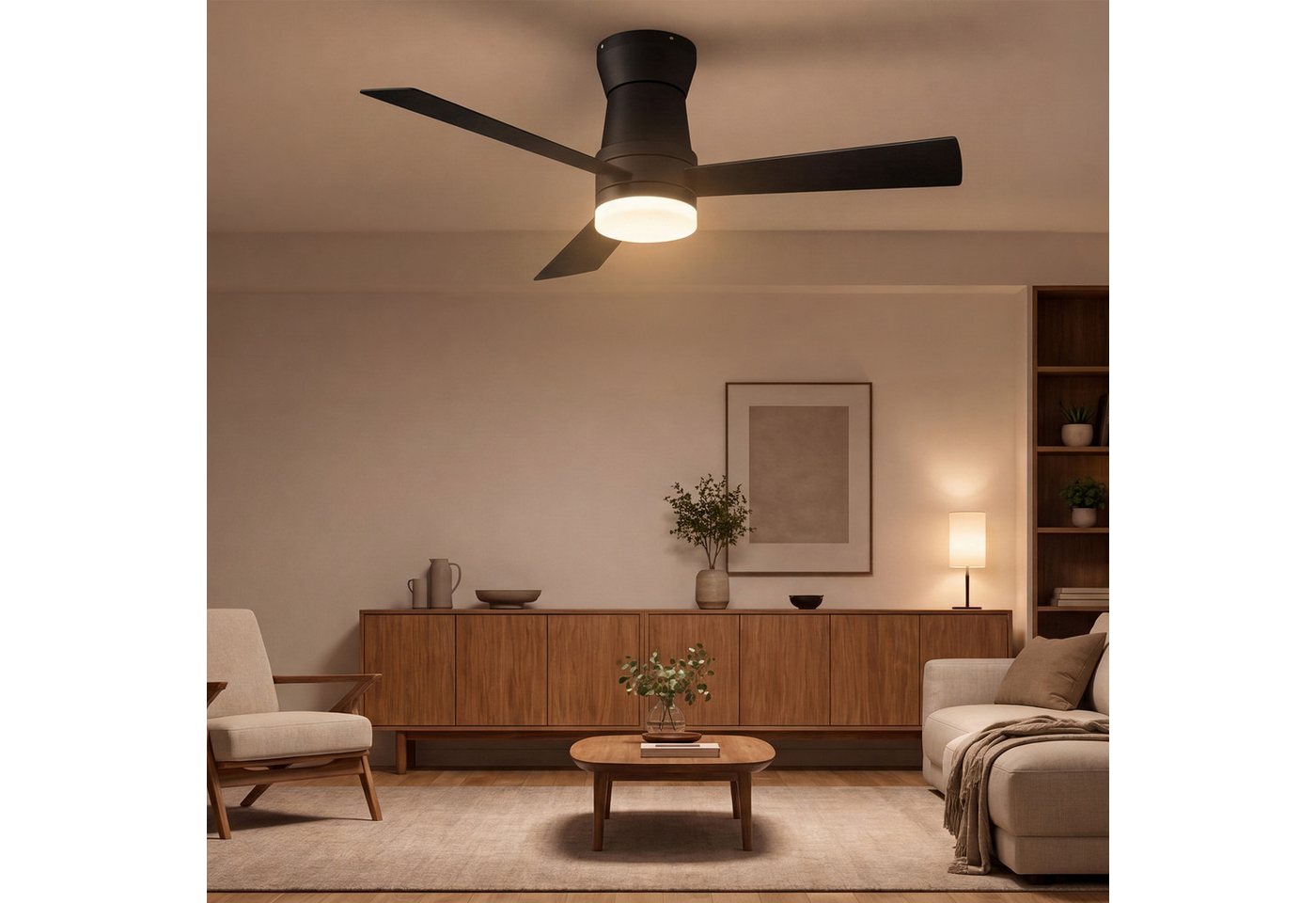 Furnishings Home Deckenventilator Ventilatorleuchte Deckenlampe mit Fernbedienung Leiser, 6 Stufen, 106 cm Durchmesser, DC Motor, Dimmbare LED, Sommer/Winterfunktion Bild 5