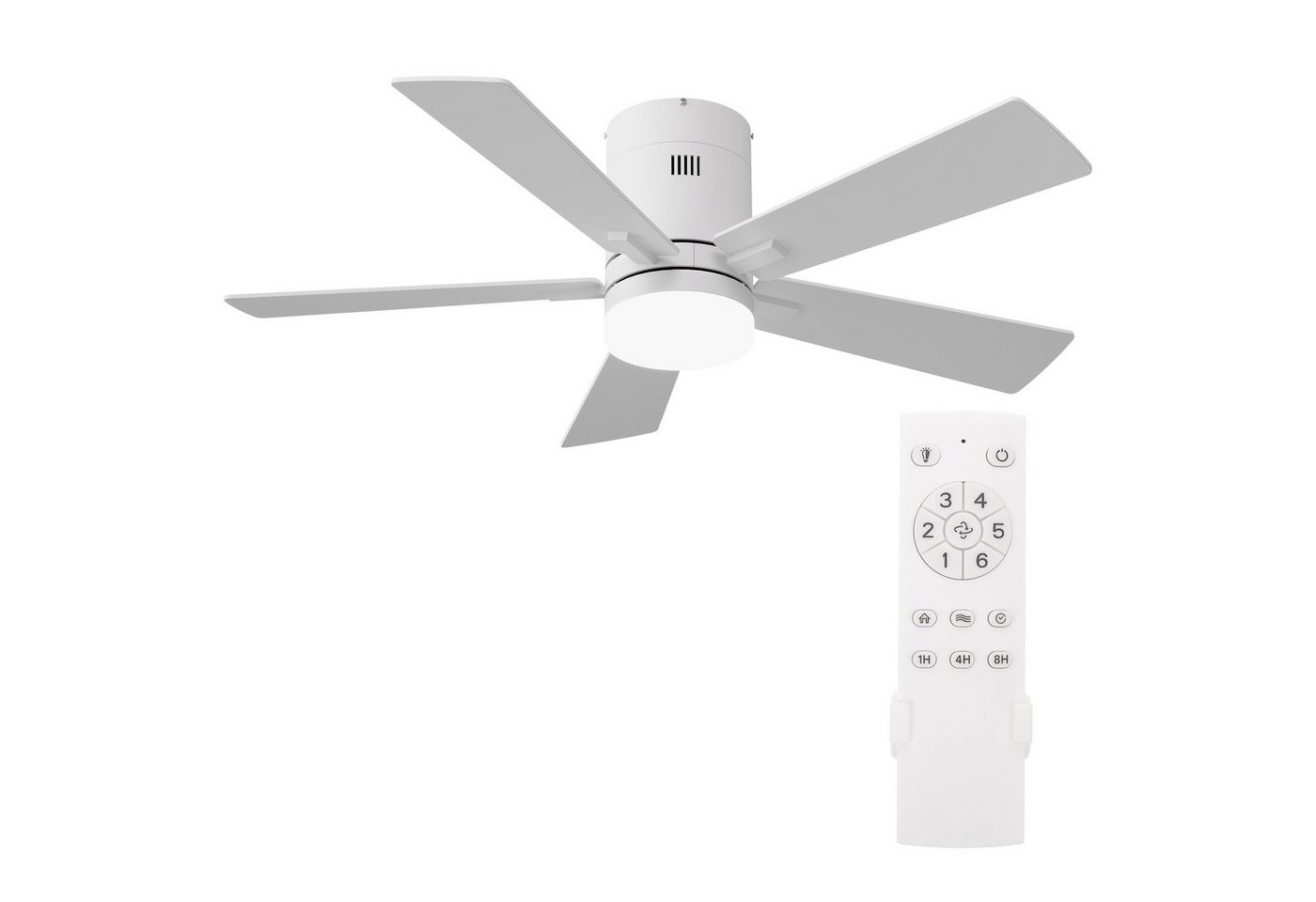 Furnishings Home Deckenventilator Ventilatorleuchte mit Licht Deckenlampe mit Fernbedienung DC 6 Stufen, Durchmesser 132 cm, Dimmbare LED, Sommer/Winterfunktion, 5 Flügel Bild 4