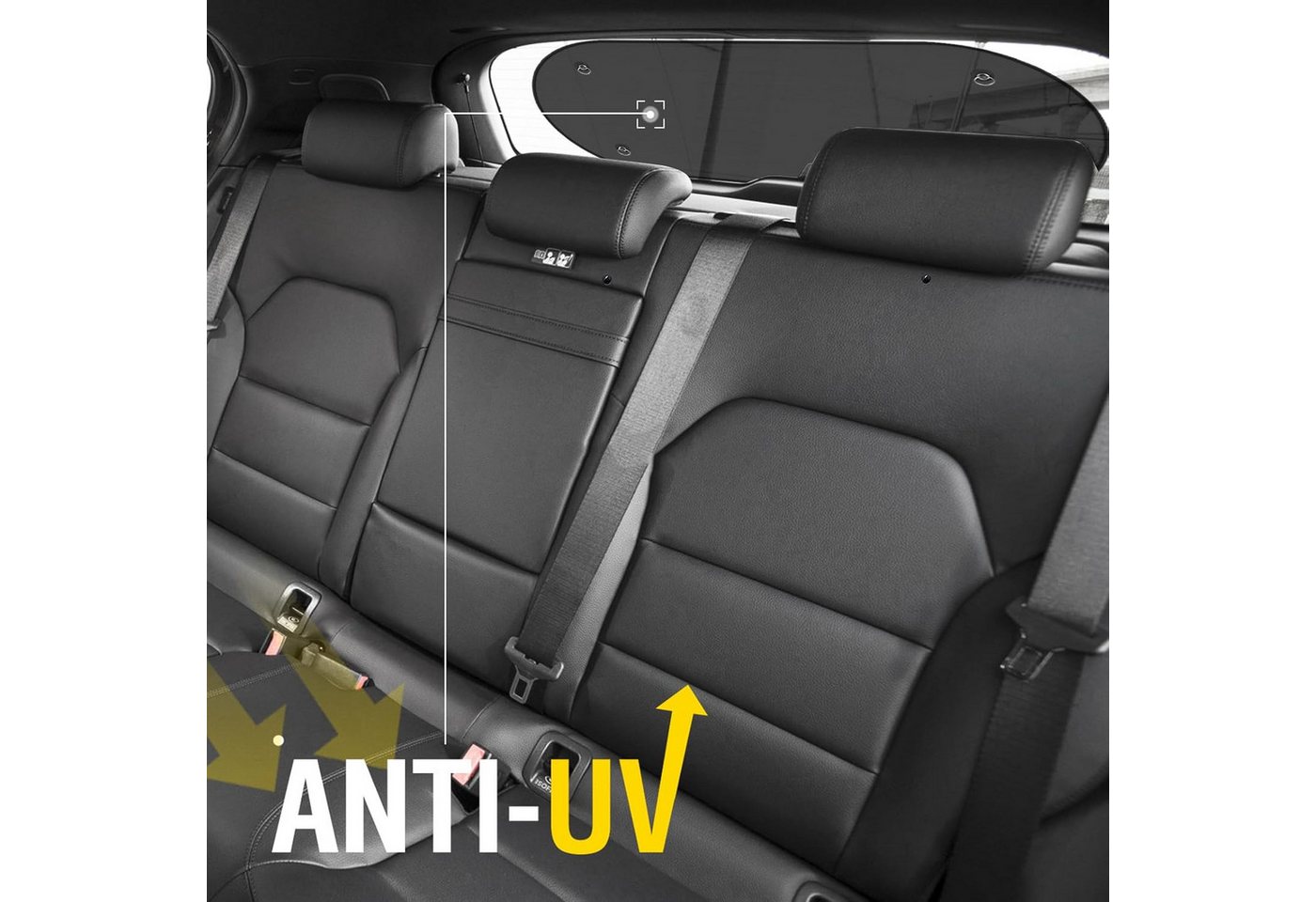 FELIXLEO Autosonnenschutz Sonnenschutz Heckscheibe Auto, Faltbare Mesh Blende 4 Saugnäpfe 100x50