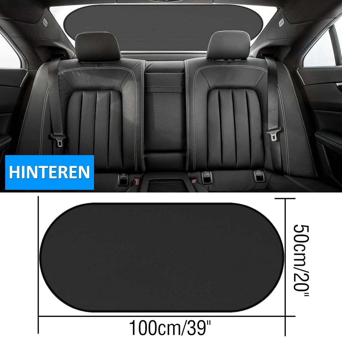 FELIXLEO Autosonnenschutz Sonnenschutz Heckscheibe Auto, Faltbare Mesh Blende 4 Saugnäpfe 100x50 Bild 2