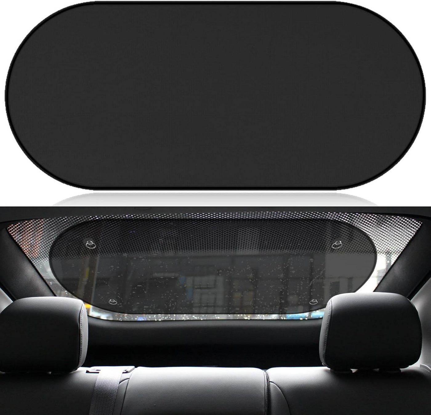 FELIXLEO Autosonnenschutz Sonnenschutz Heckscheibe Auto, Faltbare Mesh Blende 4 Saugnäpfe 100x50 Bild 3