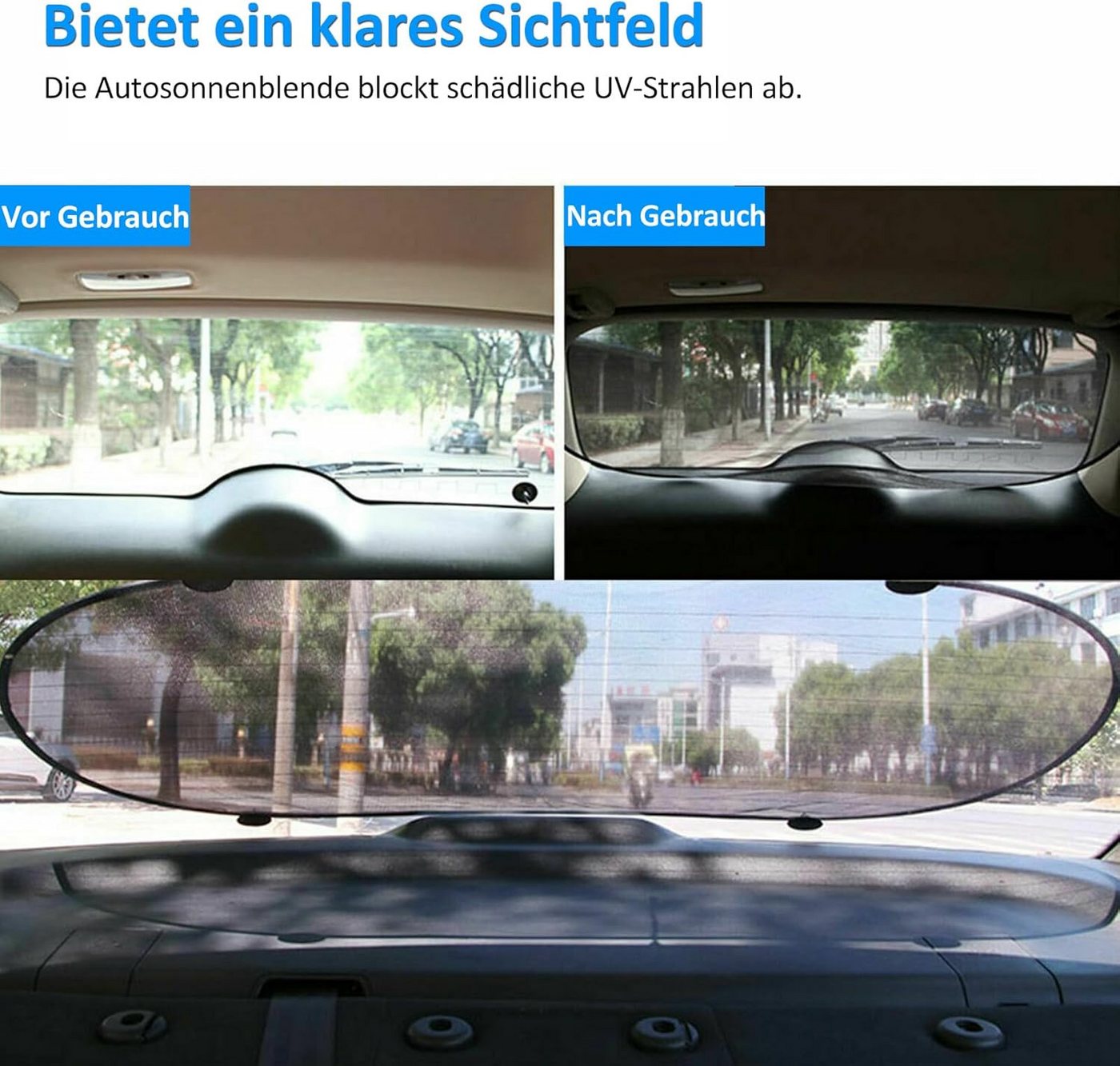 FELIXLEO Autosonnenschutz Sonnenschutz Heckscheibe Auto, Faltbare Mesh Blende 4 Saugnäpfe 100x50 Bild 4