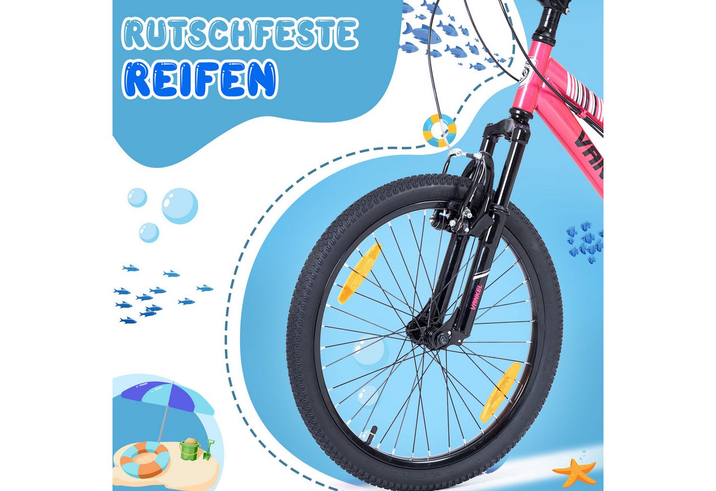 ROMICO Kinderfahrrad 20 Zoll MTB Kinderrad mit 6-Gang, Federgabel & V-Brakes, 6 Gang, Kettenschaltung, Drehgriffschaltung, Reflektoren, verstellbarer Sattel, ab 6 Jahren Bild 2