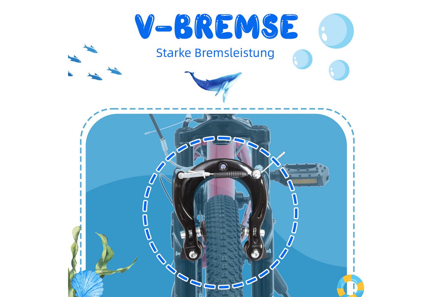 ROMICO Kinderfahrrad 20 Zoll MTB Kinderrad mit 6-Gang, Federgabel & V-Brakes, 6 Gang, Kettenschaltung, Drehgriffschaltung, Reflektoren, verstellbarer Sattel, ab 6 Jahren Bild 3