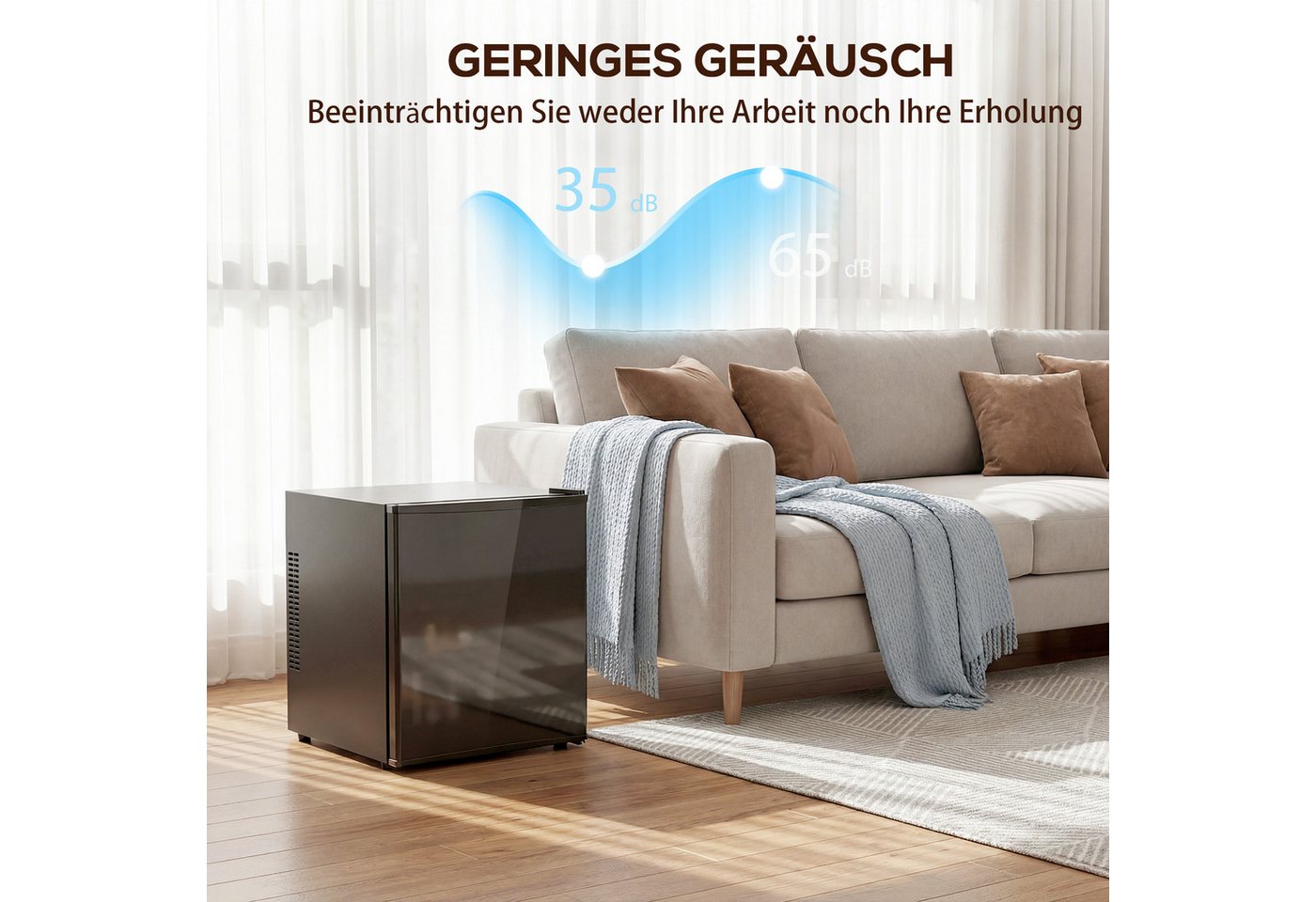 kowdom Table Top Kühlschrank 800-299V90, Leiser Betrieb, LED-Innenbeleuchtung Bild 2