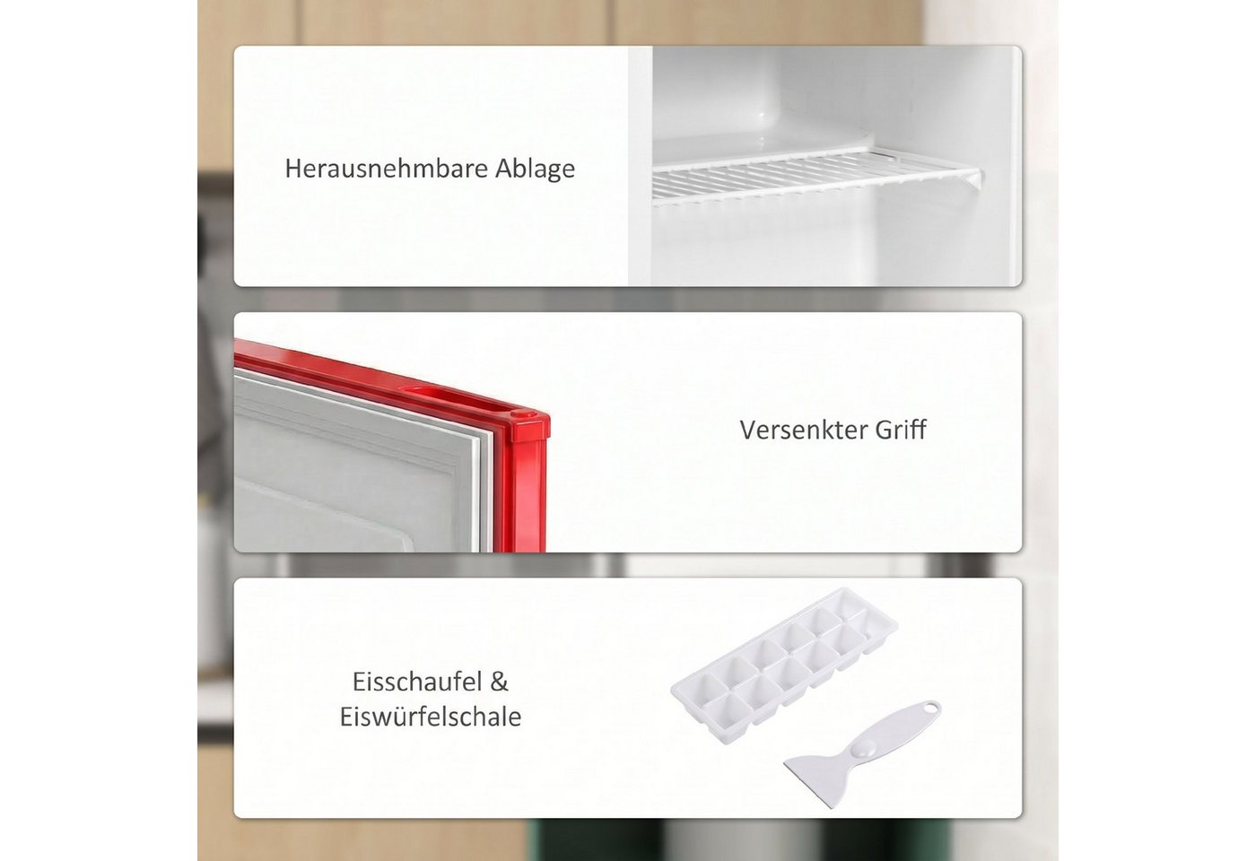 kowdom Gefrierschrank 800-127V90, Umkehrbare Tür, Herausnehmbares Regal