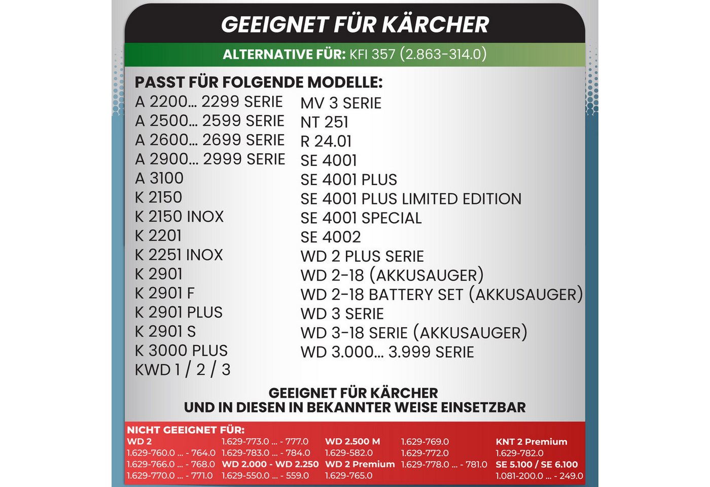 McFilter Staubsaugerbeutel Staubbeutel, passend für Kärcher KFI 357, WD 2 Plus, WD 3 Serie, KWD 1-3, SE 4001, SE 4002, 20 St., wie 2.863-314.0, für Nass-/Trockensauger, Kunststoffdeckscheibe Bild 3