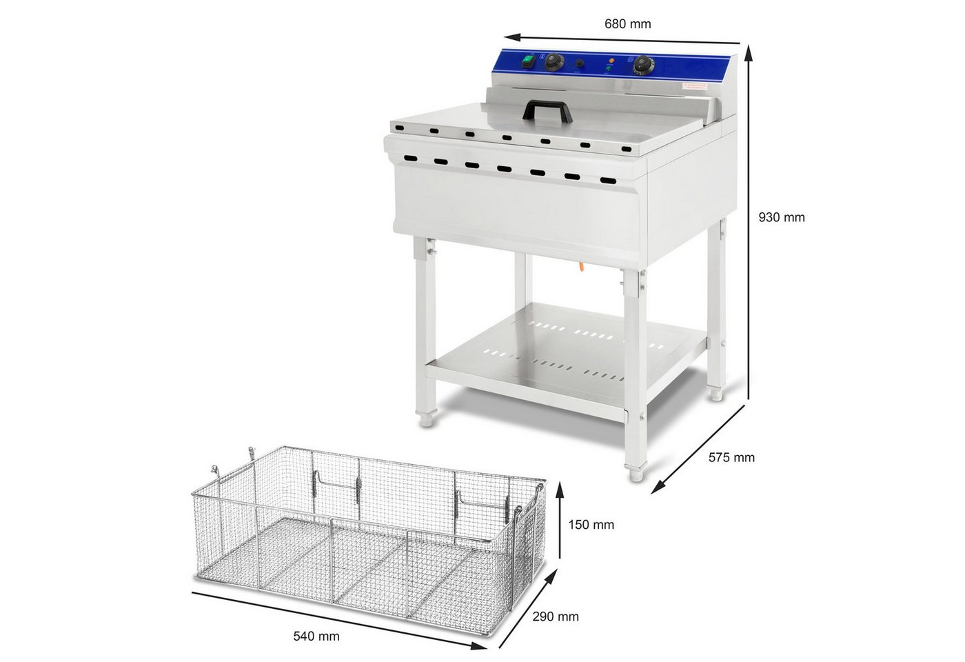 vertes Fritteuse FD5-FRT52-1, 7500 W, 50-200°C, 380V, Kaltzonenprinzip, Profi-Fritteuse mit Untergestell Bild 3