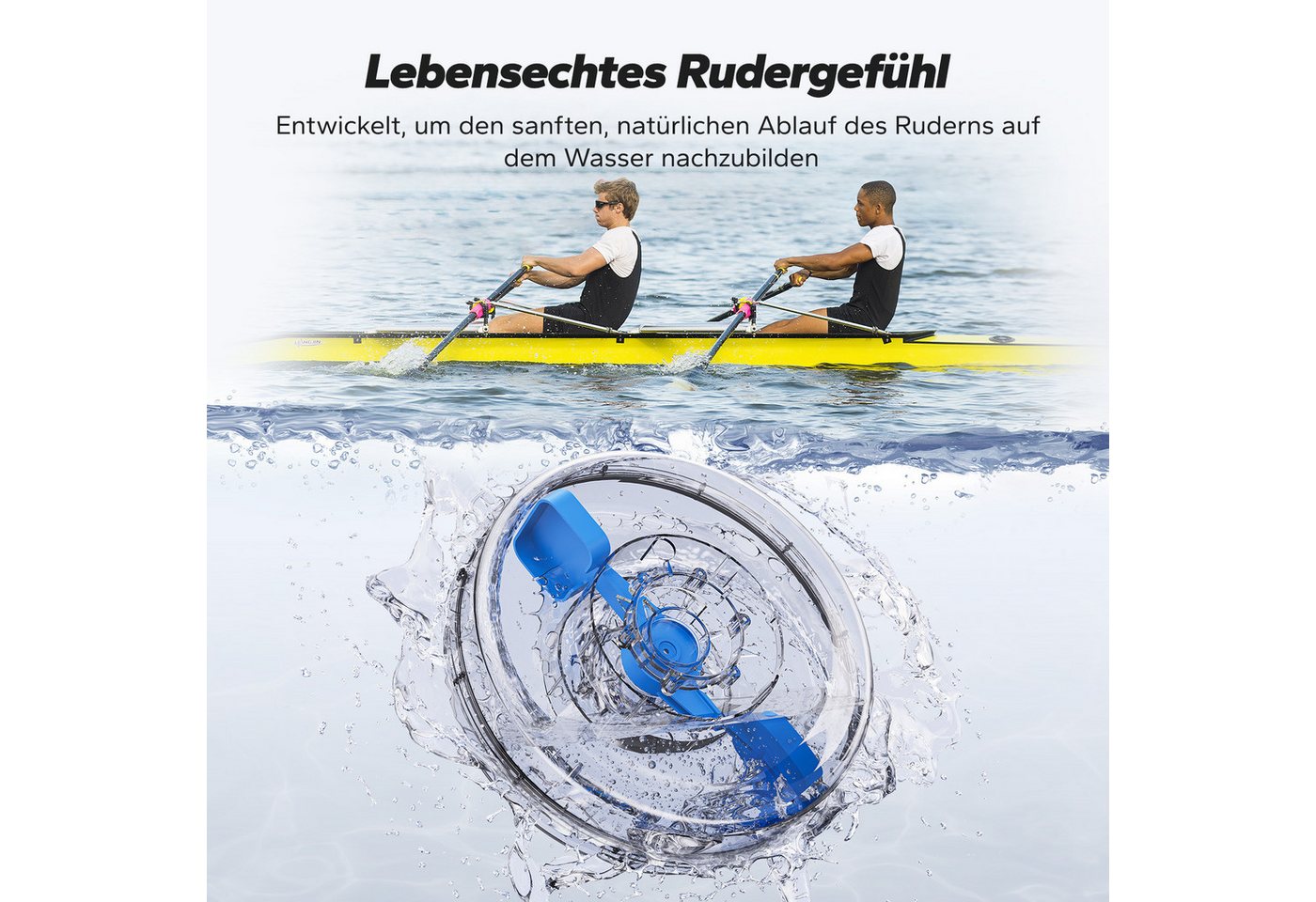 MERACH Rudergerät für Zuhause aus Massivholz, Klappbares Wasserrudergerät (Hochwertige Holzkonstruktion, Dual-Slide-Rail, Kompatibel Kinomap, mit Bluetooth exklusiver APP, interaktiven Karten Spiel, Tabletständer), Leicht zu Montieren, Belastbar bis 180kg, Grünes Fitnessgerät Bild 3