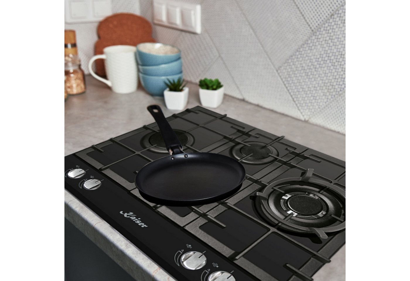 Kaiser Küchengeräte Gas-Kochfeld 60 cm 4 Brenner inkl. WOK-Brenner 3,8 KW KCG 6394 Turbo Romb