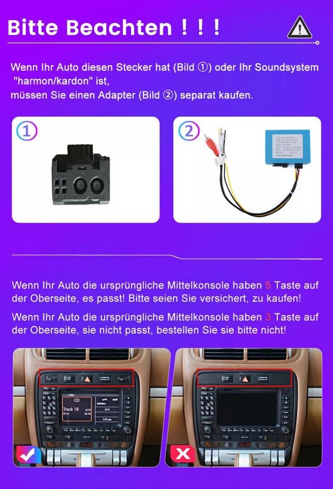 ESSGOO 9“ Für Porsche Cayenne 9PA 2002-2010 CarPlay Autoradio (RDS, 4+64GB optional, Digitalradio (DAB), FM, Apple Carplay Android Auto GPS Navi WIFI BT EQ) Bild 3