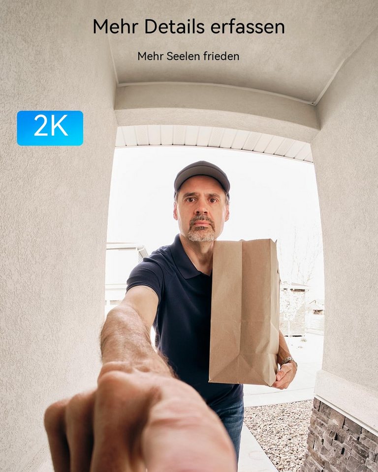 TWUFY Smart Home Türklingel 2K Kabellose Video Türklingel mit Kamera & Akku, 166° Blickwinkel (Außenbereich, Aussen, Drinnen, OTA-Upgrades, 4800mAh Akku, Kabellose Installation, 2,4-GHz-WiFi, Zwei-Wege-Audio, 3MP Auflösung, Nachtsicht, KI-Bewegungserkennung, 166° Weitwinkel, 107° Weitwinkel, App-Steuerung) Bild 2