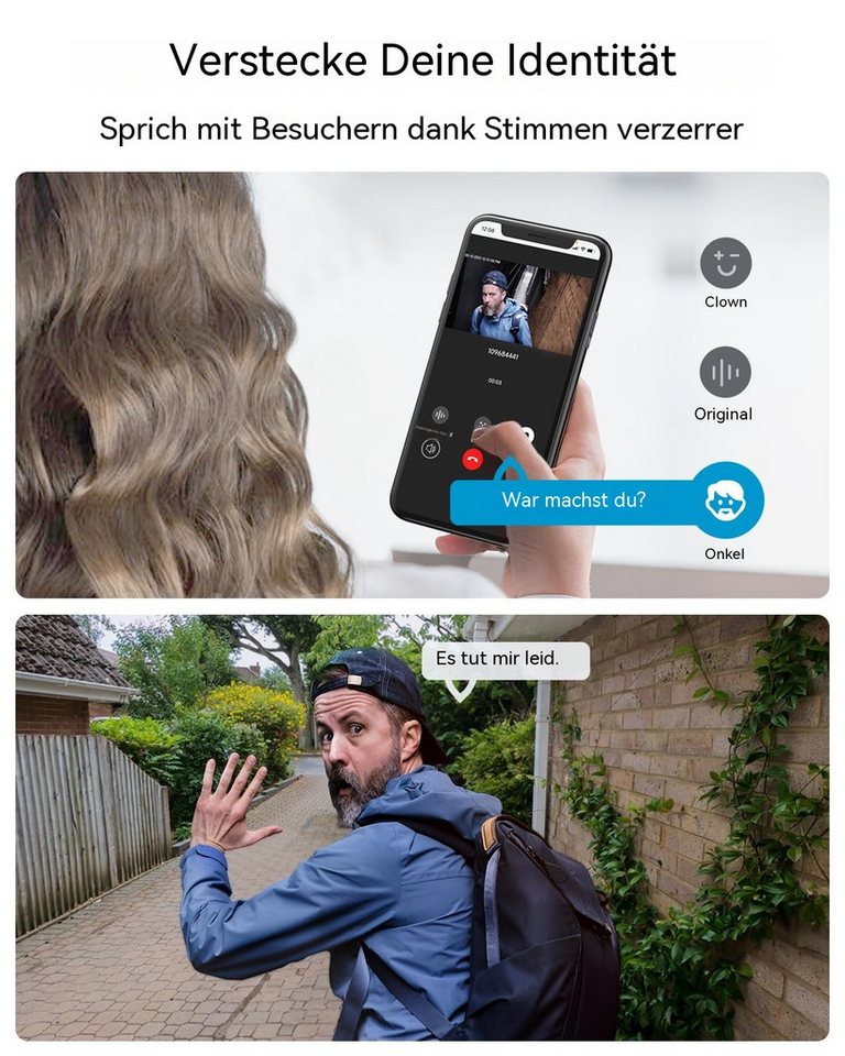 TWUFY Smart Home Türklingel 2K Kabellose Video Türklingel mit Kamera & Akku, 166° Blickwinkel (Außenbereich, Aussen, Drinnen, OTA-Upgrades, 4800mAh Akku, Kabellose Installation, 2,4-GHz-WiFi, Zwei-Wege-Audio, 3MP Auflösung, Nachtsicht, KI-Bewegungserkennung, 166° Weitwinkel, 107° Weitwinkel, App-Steuerung) Bild 4