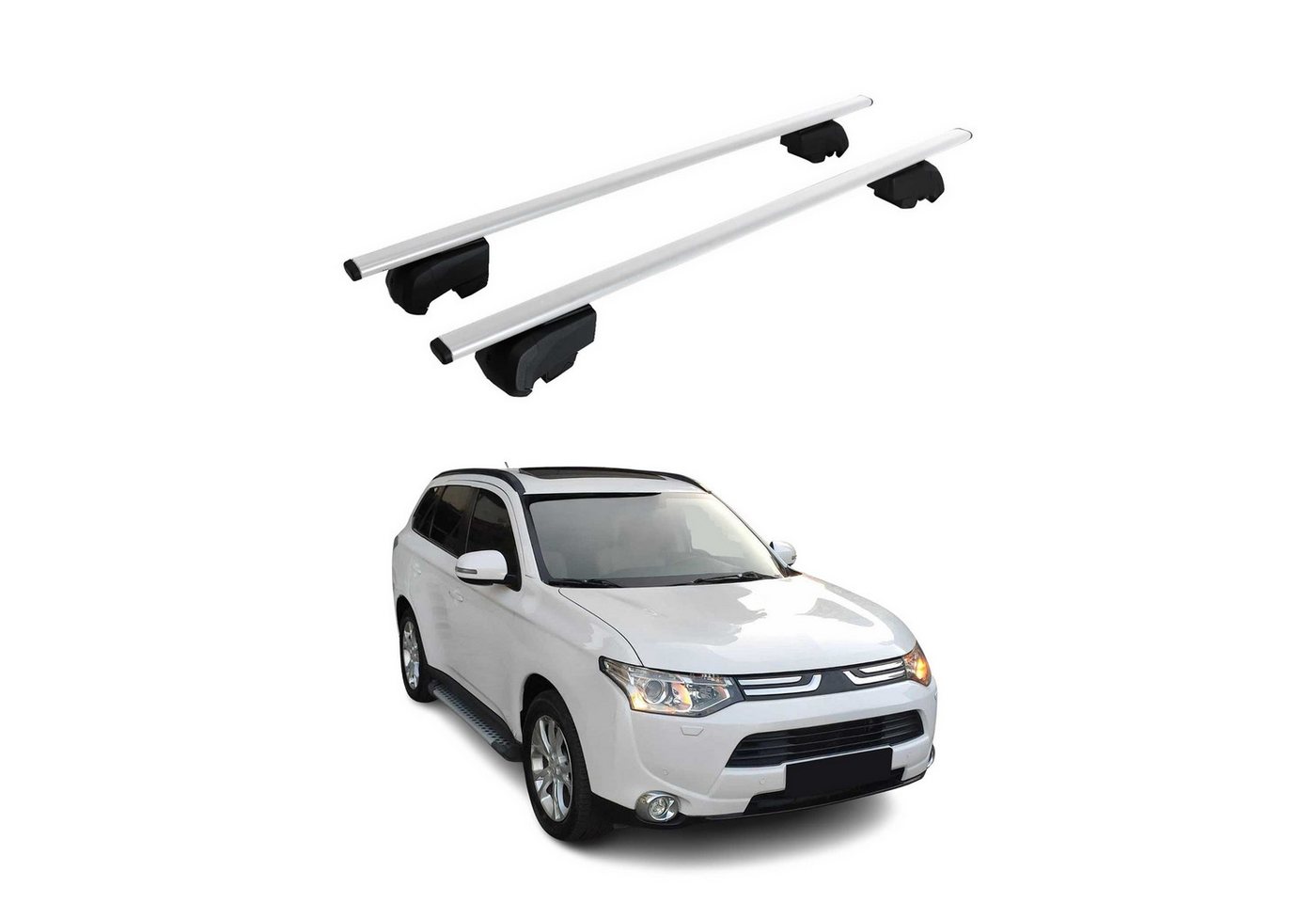 OMAC Dachträger Grundträger für Mitsubishi Outlander 2012-2020 Metall Silber ABE 2x