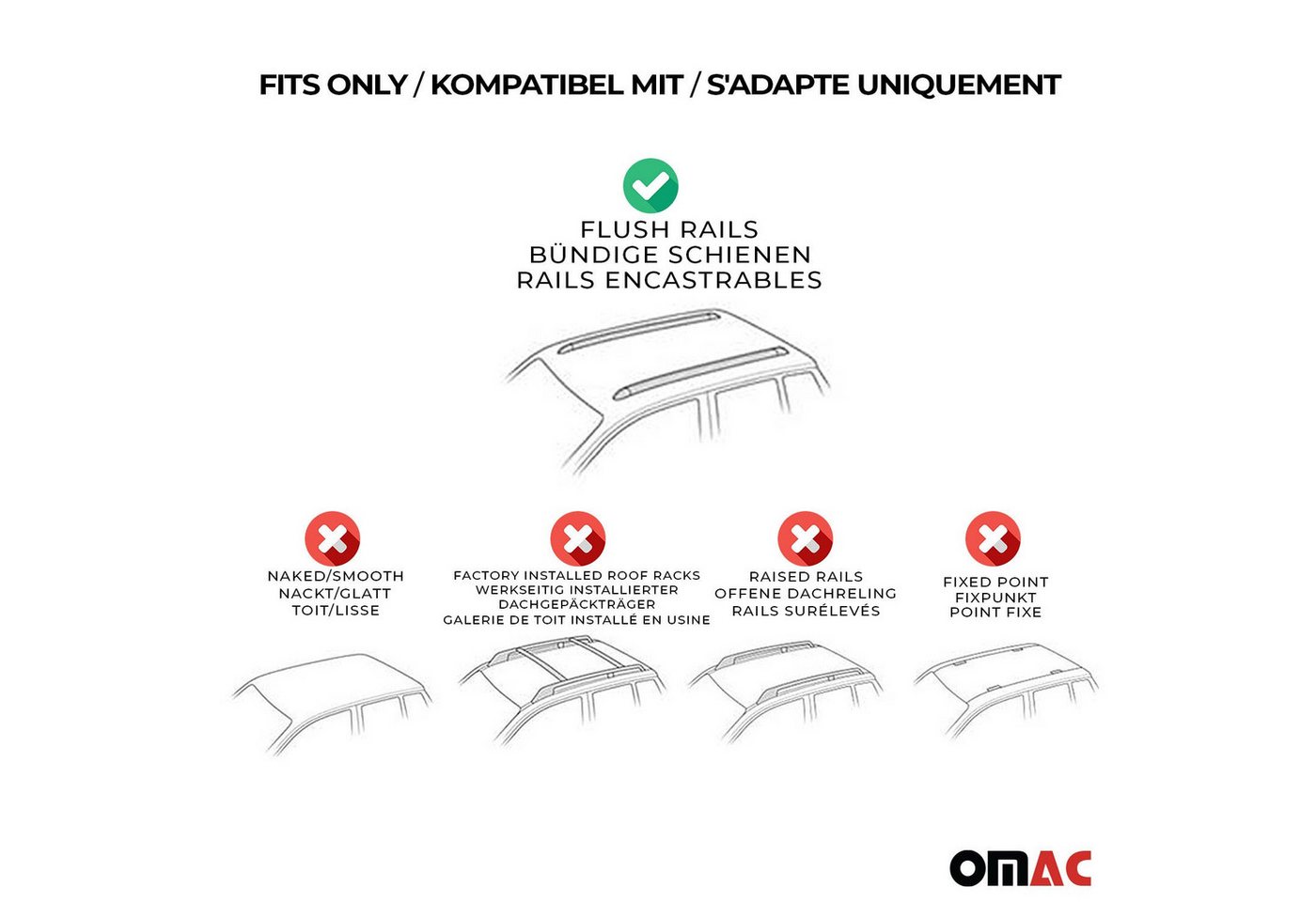 OMAC Dachträger Grundträger für Mitsubishi Outlander 2012-2020 Metall Silber ABE 2x Bild 2
