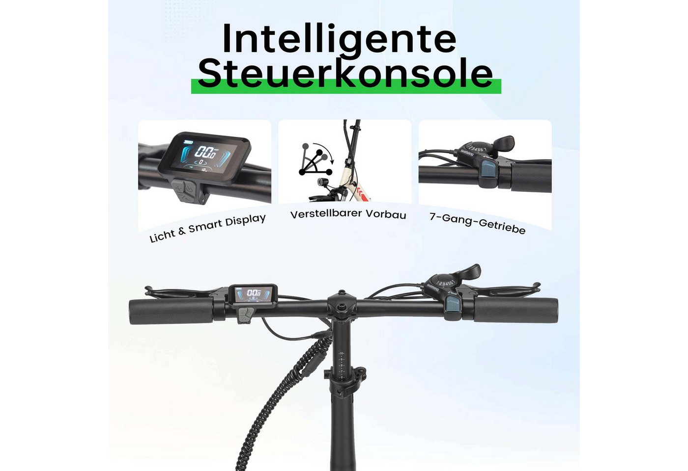Vankel E-Bike Faltrad E1 Faltbares Damen u. Herren E-Fahrrad 960WH Pedelec,20AH 120 km, Kettenschaltung, Heckmotor, 960 Wh, 20x3'' Klapprad, Pedelec E-Citybike mit Tiefeinstieg, faltbar, E-bikes Bild 3