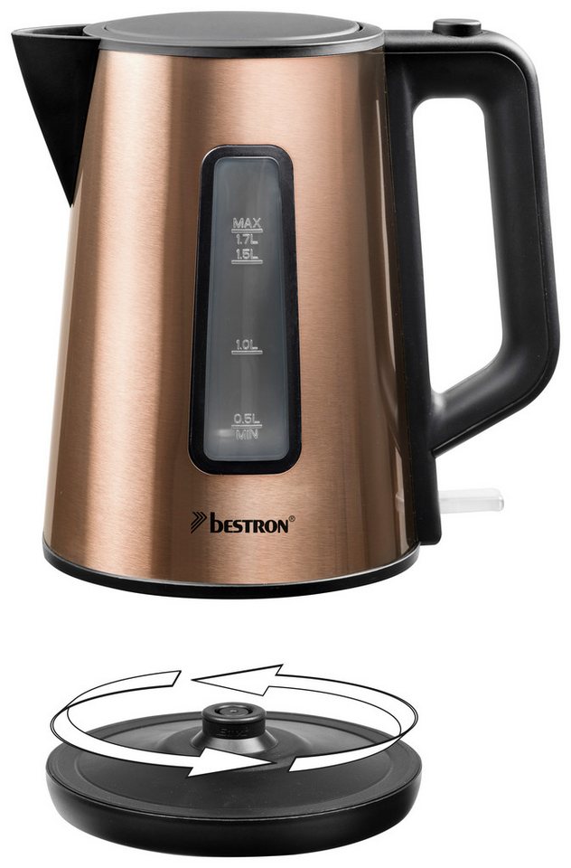 bestron Wasserkocher AWK1000, 1,7 l, 2200 W, Wasserstandanzeige, Kochstopp-Automatik, Trockenlaufschutz Bild 3