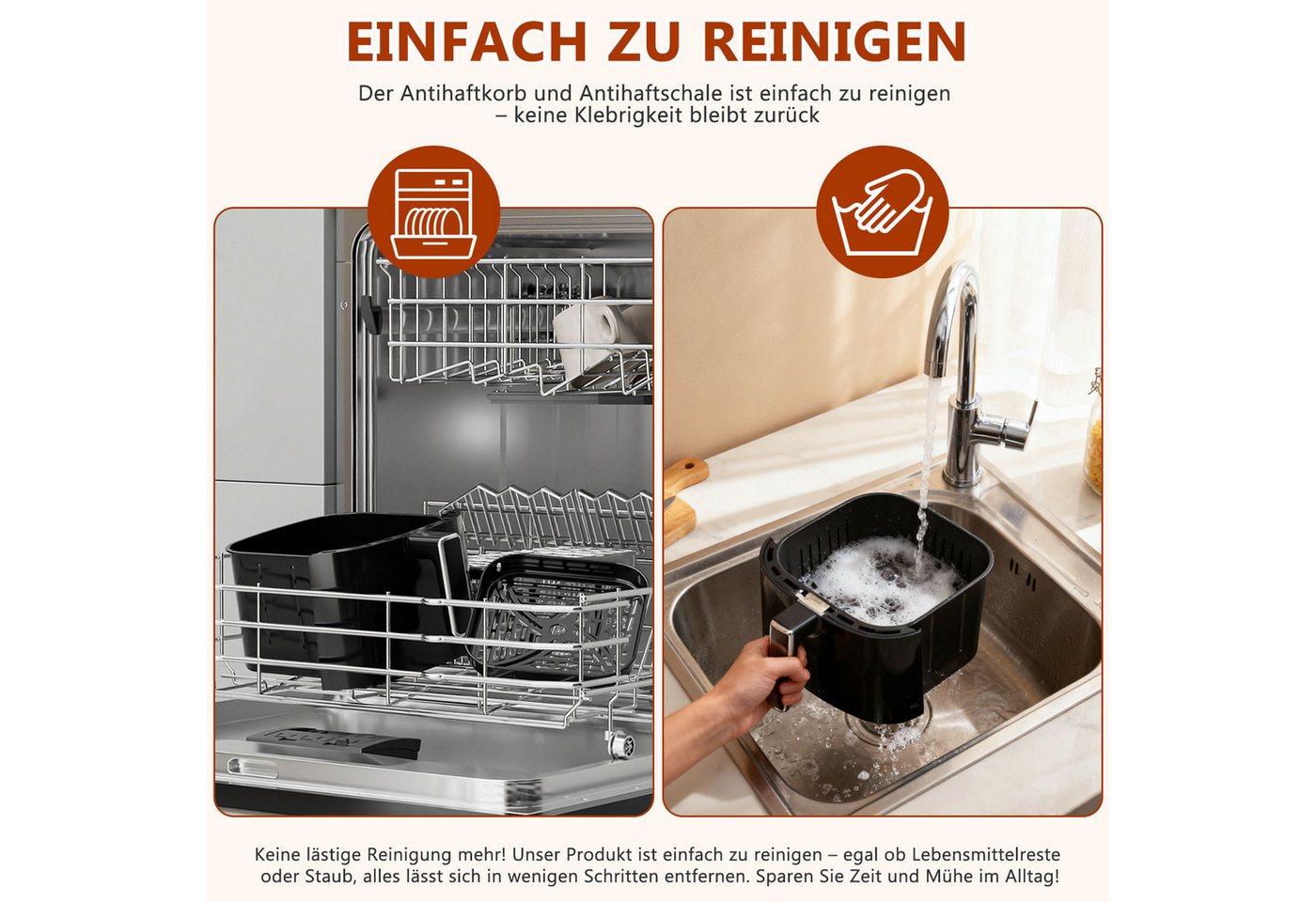 AIMAX Heißluftfritteuse 6L Ohne Öl Air Fryer Heizluft Fritteuse LED-Touchscreen 12 Programme, 1700 W, Airfryer Einstellbare Zeit/Temperaturregelung für Luftbraten, Braten Bild 3