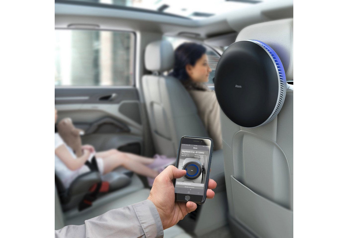 IQAir Luftreiniger Atem Car - Kompakter Air Purifier gegen Abgase, Staub, Rauch, Gerüche, für 14 m² Räume, für Allergiker mit HyperHEPA Partikel- & Gasfilter + App & Bluetooth Bild 3